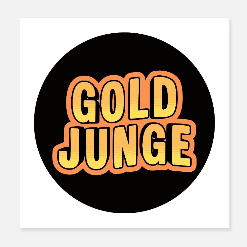 Gold Junge Schriftzug Poster 20x20 cm