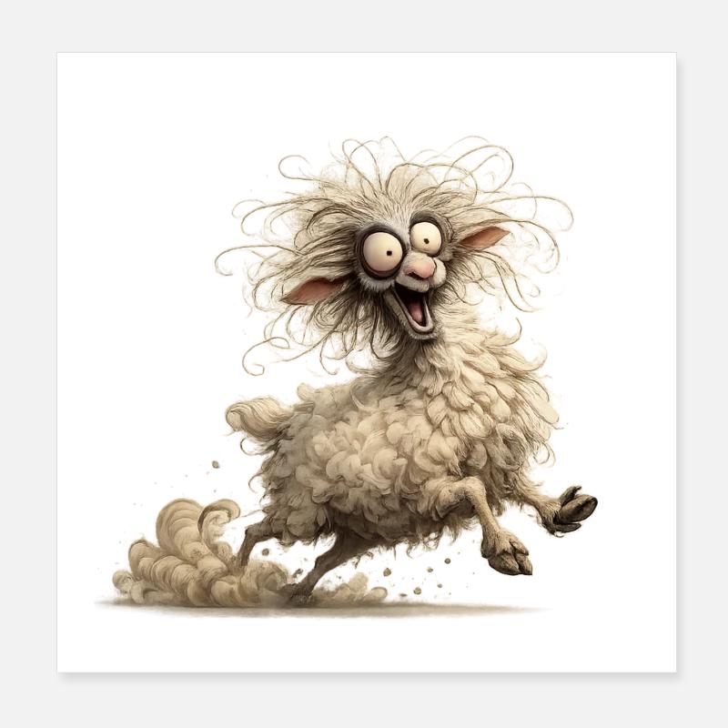 crazy sheep Poster 8" x 8" (20x20 cm)