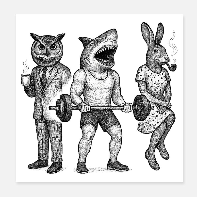 Anthro Trio : Gym, Bureau & Pipe Poster 20 x 20 cm