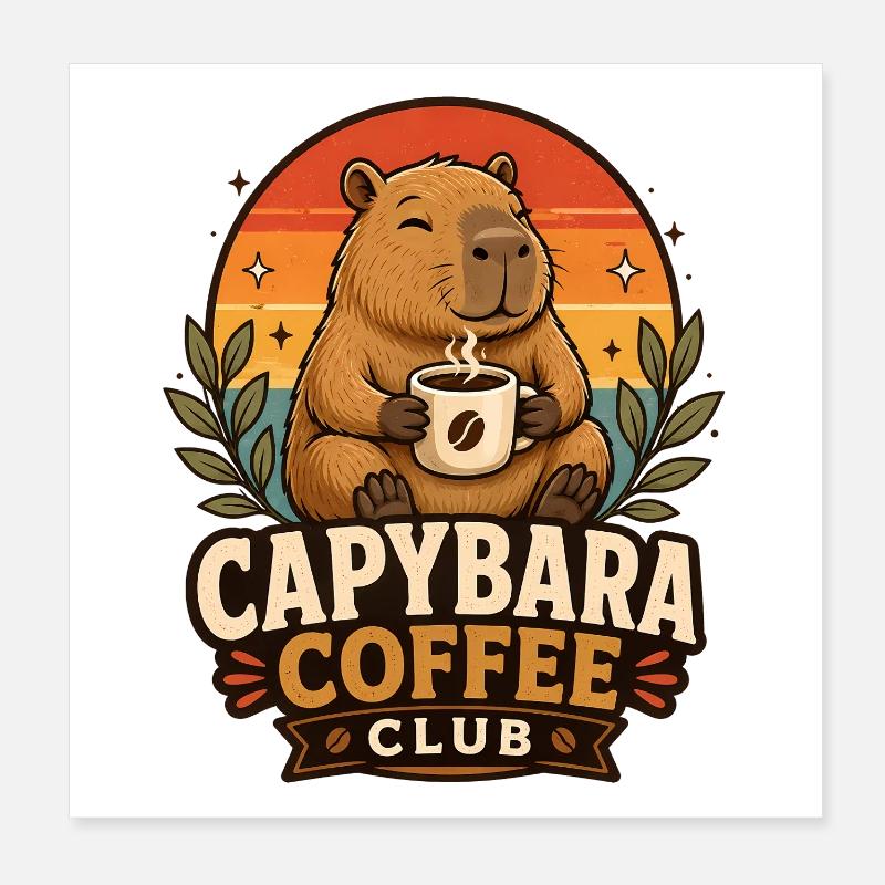 Caffee Capybara Club de Café Poster 20 x 20 cm