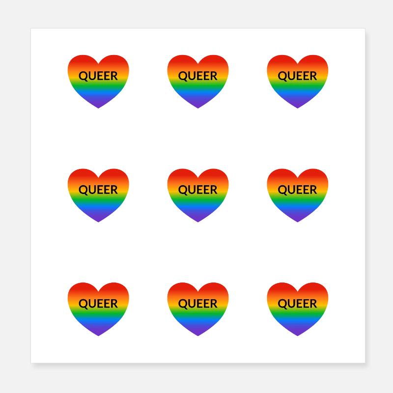 Queer Rainbow Hearts Pattern Poster 8" x 8" (20x20 cm)