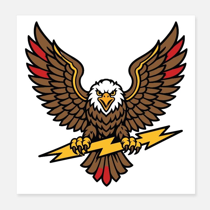 Old school tattoo style lightning eagle Poster 8" x 8" (20x20 cm)