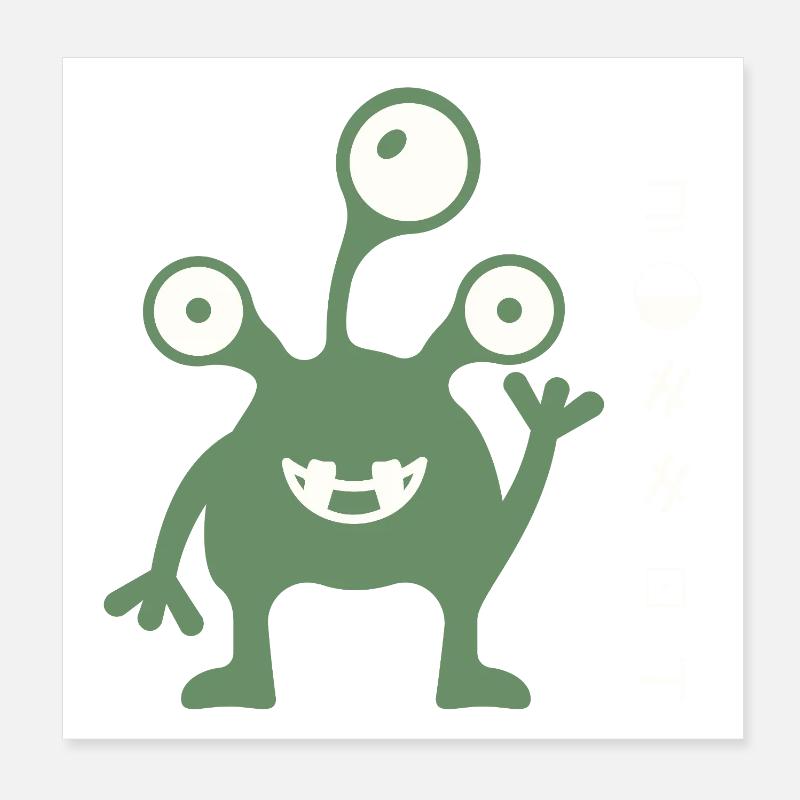 Ami extraterrestre vert à trois yeux Poster 20 x 20 cm