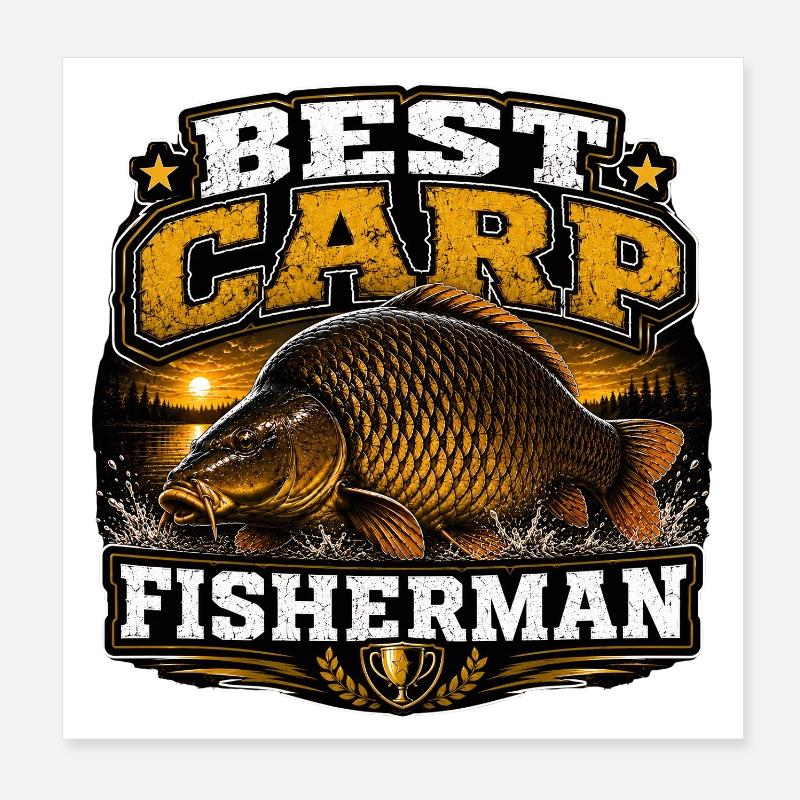 Meilleur design de pêche pour pêcheurs de carpe Poster 20 x 20 cm