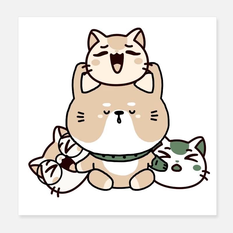 Chat de méditation Kawaii Zen avec prothèse de main Poster 20 x 20 cm