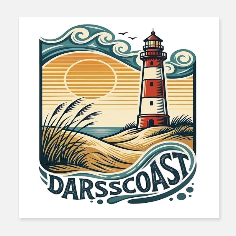 Vague côtière du phare de DarsCoast Poster 20 x 20 cm