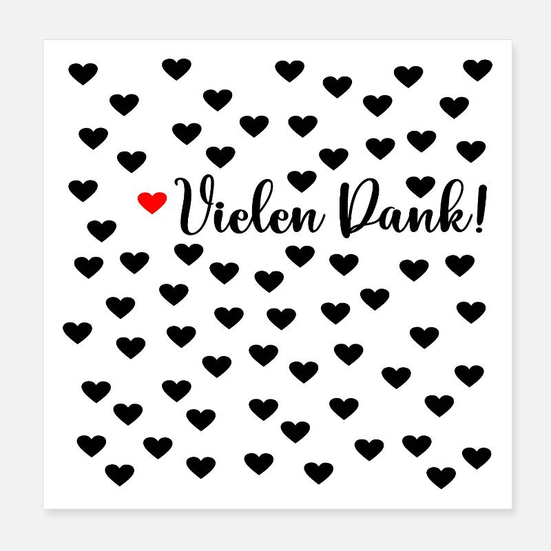 Dankbarkeit Vielen Dank Herzen Poster 20x20 cm