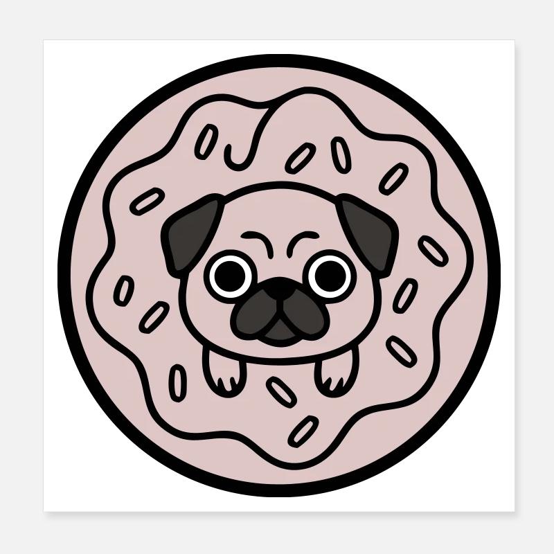 Bonbons Donut de Chien Carlin Poster 20 x 20 cm
