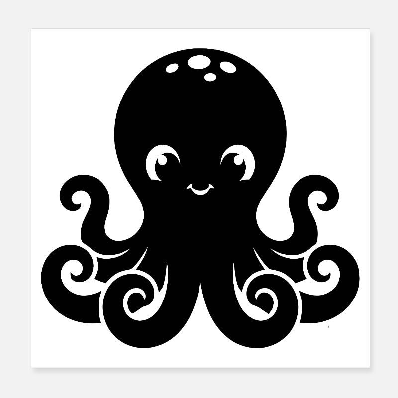 Design Petit Poulpe Mignon Poster 20 x 20 cm