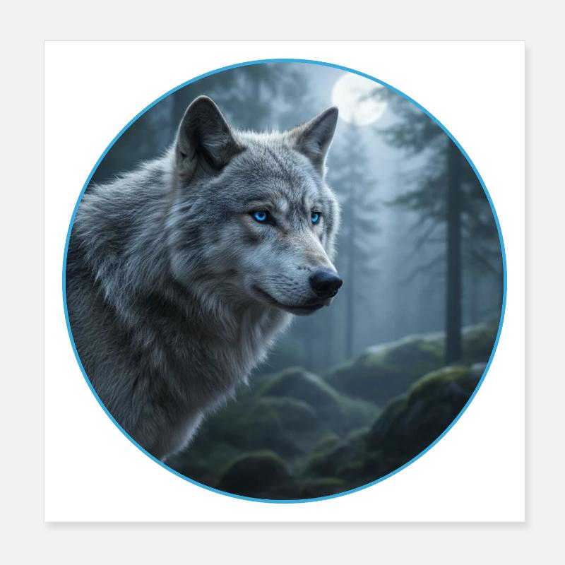 T-Shirt-Design „Wolf“ - Poster 20x20 cm - Weiß