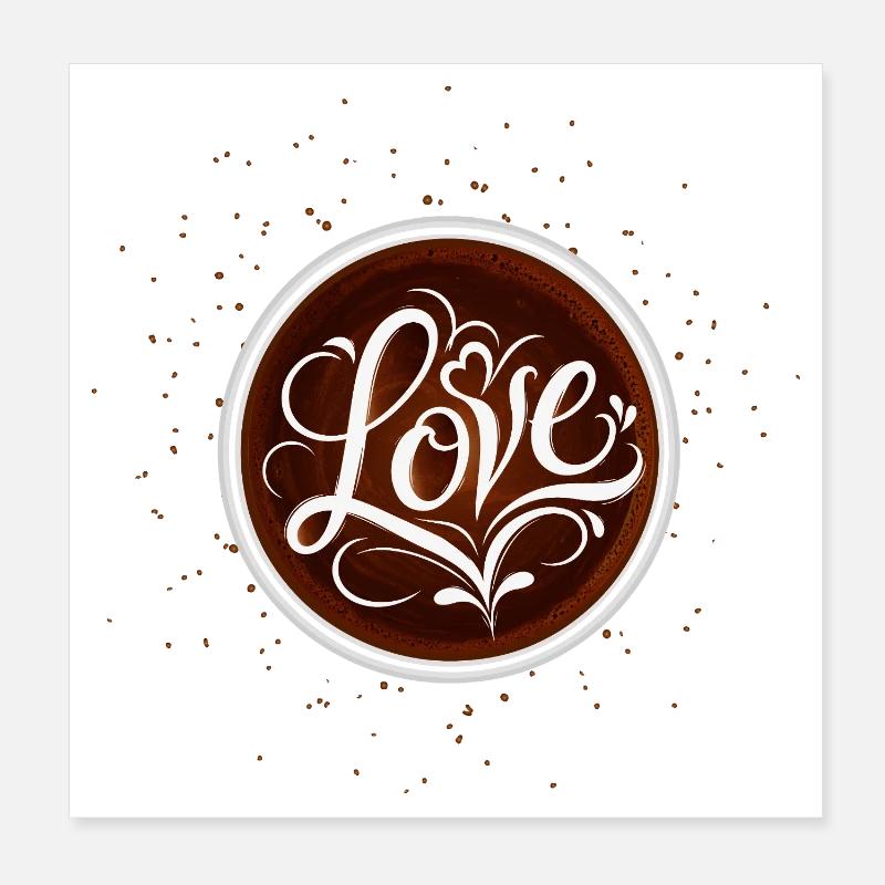 Coffee Love Latte Art Kaffee Design Poster 8" x 8" (20x20 cm)
