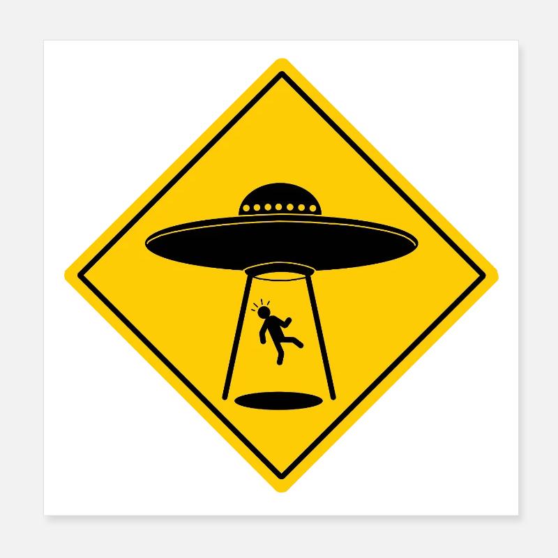 Vorsicht UFO Poster 20x20 cm