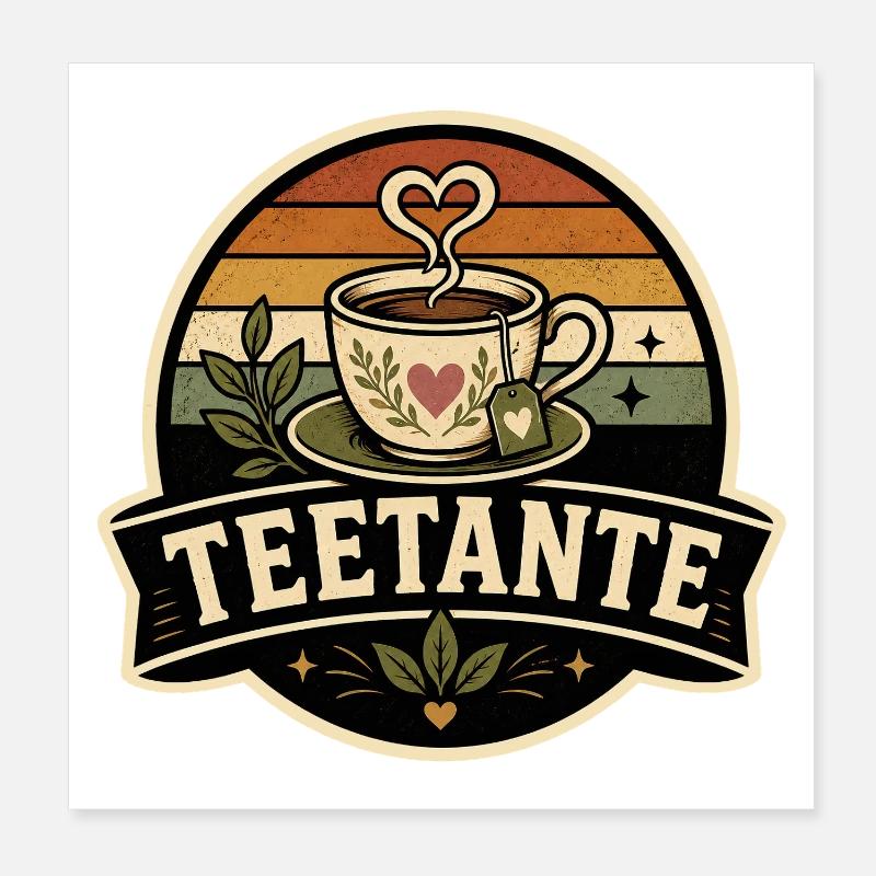 Tante Thé Rétro Poster 20 x 20 cm
