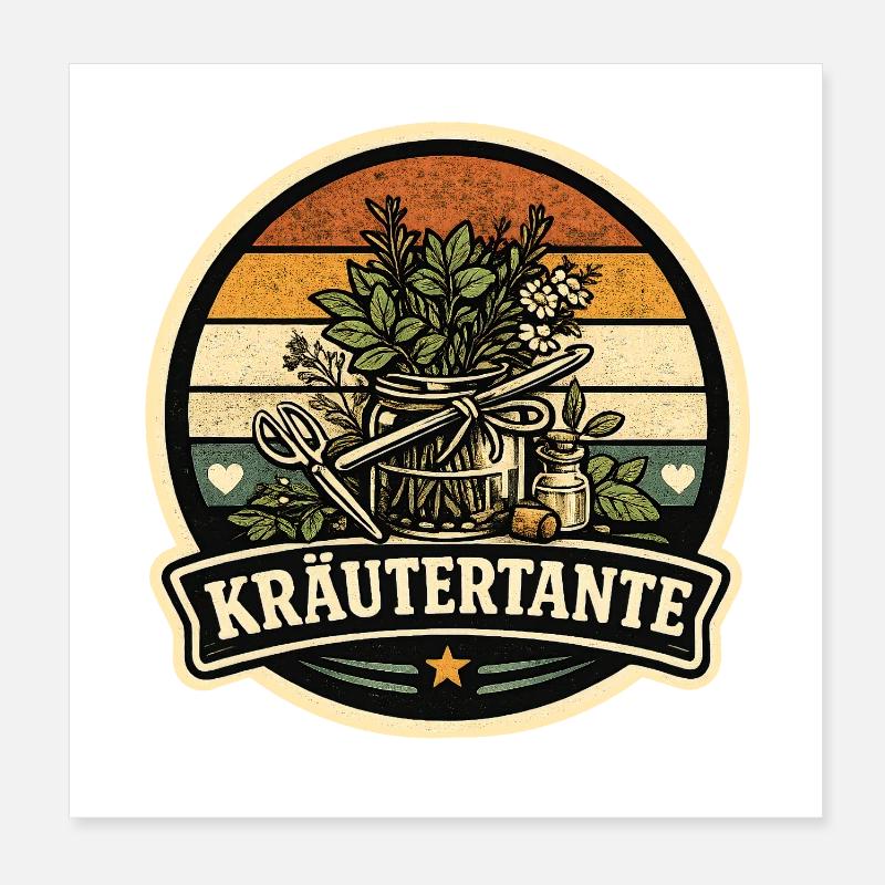 Kräutertante Retro Poster 20x20 cm