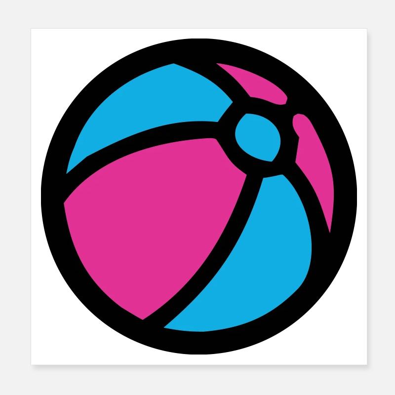 Wasserball Strand Sommer Icon Poster 20x20 cm