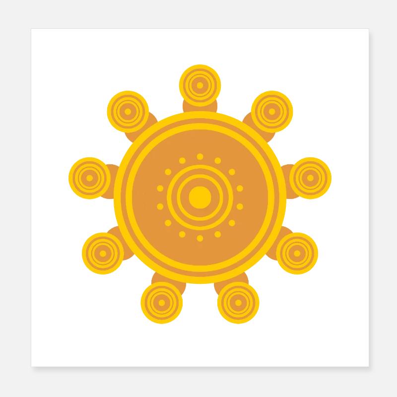 Central orange mandala sun Poster 8" x 8" (20x20 cm)