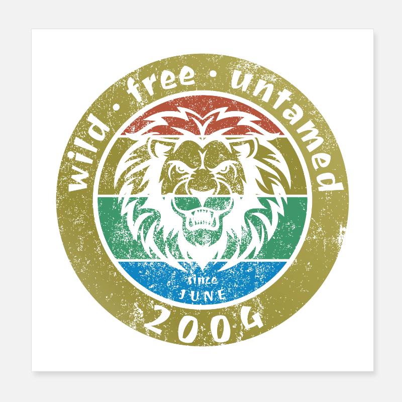 22. Geburtstag Wild, free & untamed since 06/2004 Poster 8" x 8" (20x20 cm)