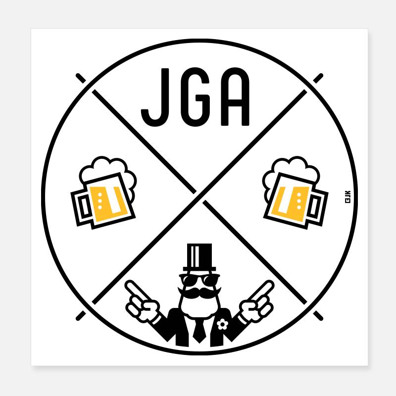 JGA Bräutigam Handzeichen Bier Kreis Symbol POS 2C Poster 20x20 cm