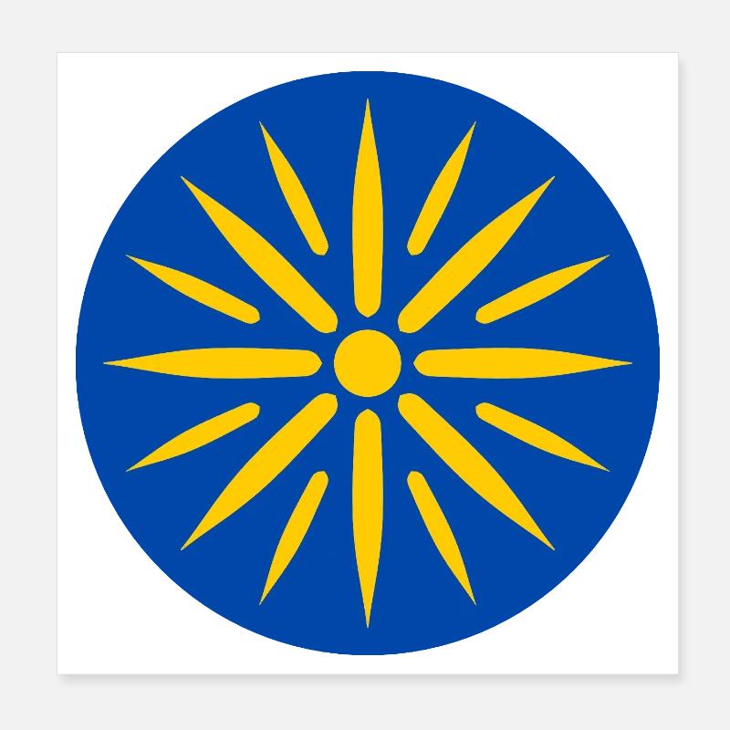 Blaue Sonne in Strahlen Poster 20x20 cm