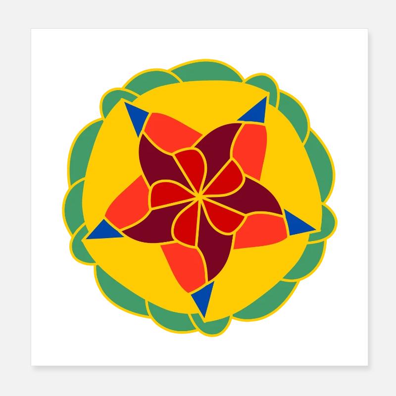 Geometrisch Helles Mandala Poster 20x20 cm