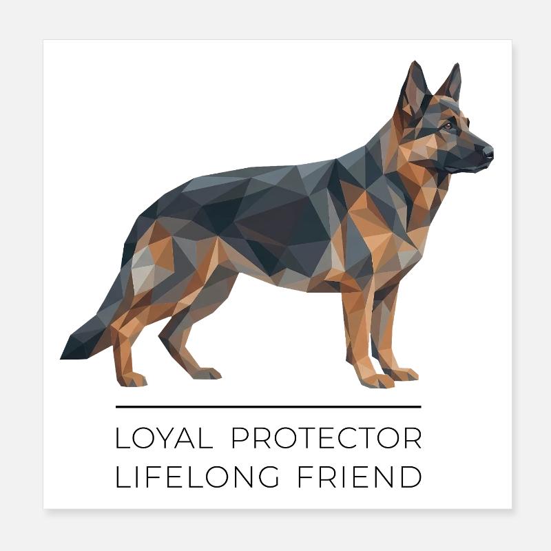Berger allemand Low-Poly - Loyal, courageux, fidèle Poster 20 x 20 cm