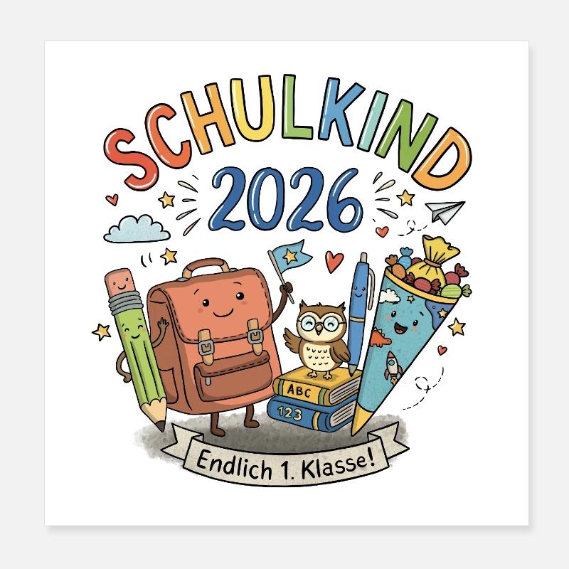 Schulkind 2026 Poster 20x20 cm