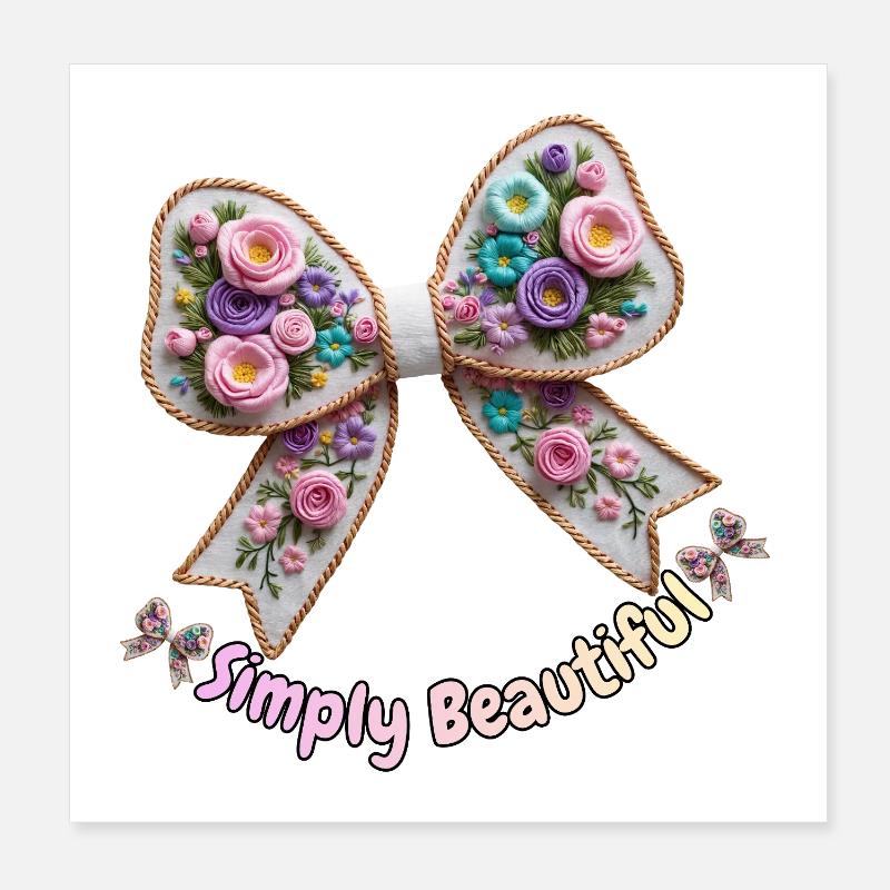 Embroidered floral bow tie - Romantic style Poster 8" x 8" (20x20 cm)