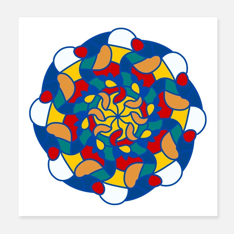 Helles Kaleidoskop-Mandala Poster 20x20 cm