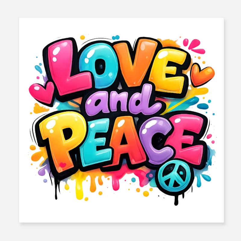 Love_and_Peace - Poster 20 x 20 cm - blanc