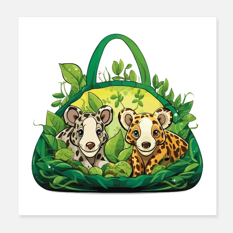 Câlins dans le panier de la jungle Poster 20 x 20 cm