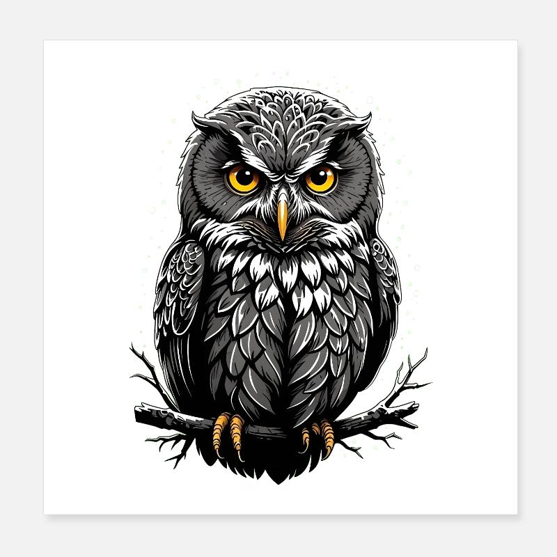 Owl print Poster 8" x 8" (20x20 cm)