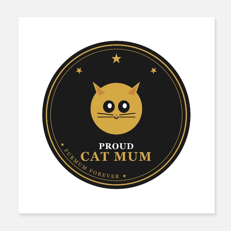 Stolze Katzenmama-Emblem - Poster 20x20 cm - Weiß