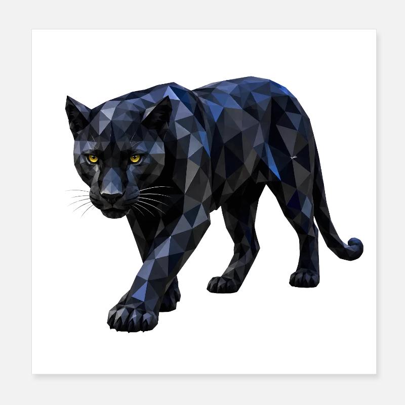 Polygon Panther - Poster 20 x 20 cm - blanc