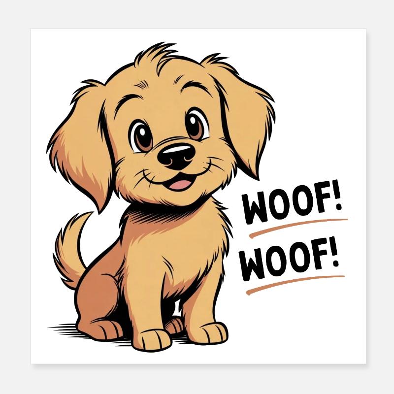 Cozy den Hund – Wuff – Wuff - Poster 20x20 cm - Weiß