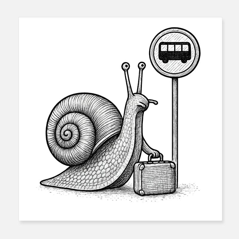 Un escargot en route Poster 20 x 20 cm