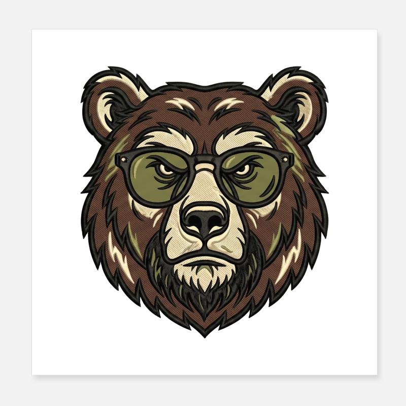 Cool Grizzly Bear with Sunglasses Design Poster 8" x 8" (20x20 cm)