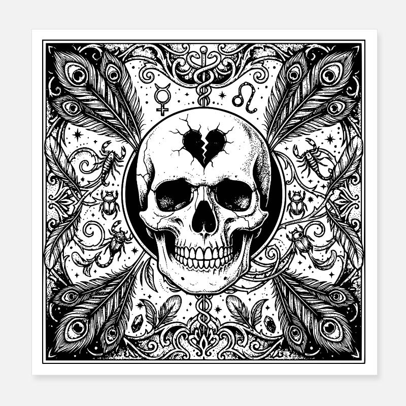 Gothic Scorpio Skull Occult Design Poster 8" x 8" (20x20 cm)