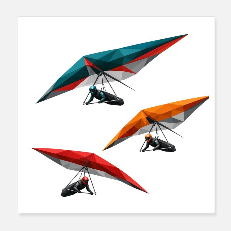 Polygon Hang Gliders Trio Poster 8" x 8" (20x20 cm)