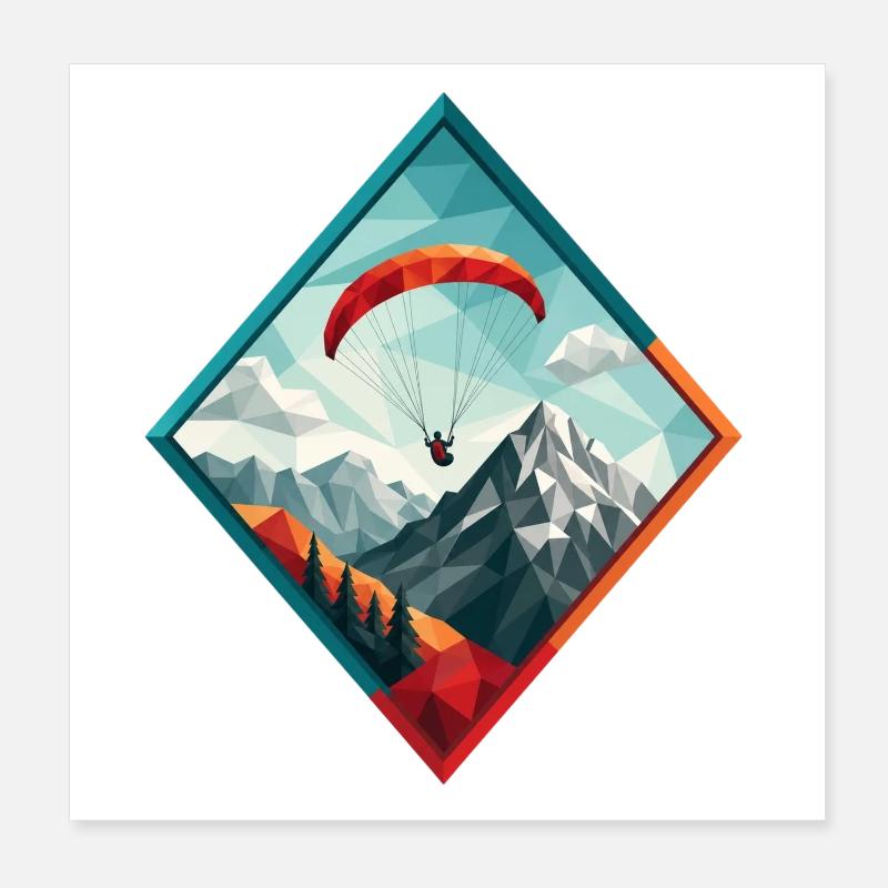 Paraglider über Berglandschaft Poster 20x20 cm