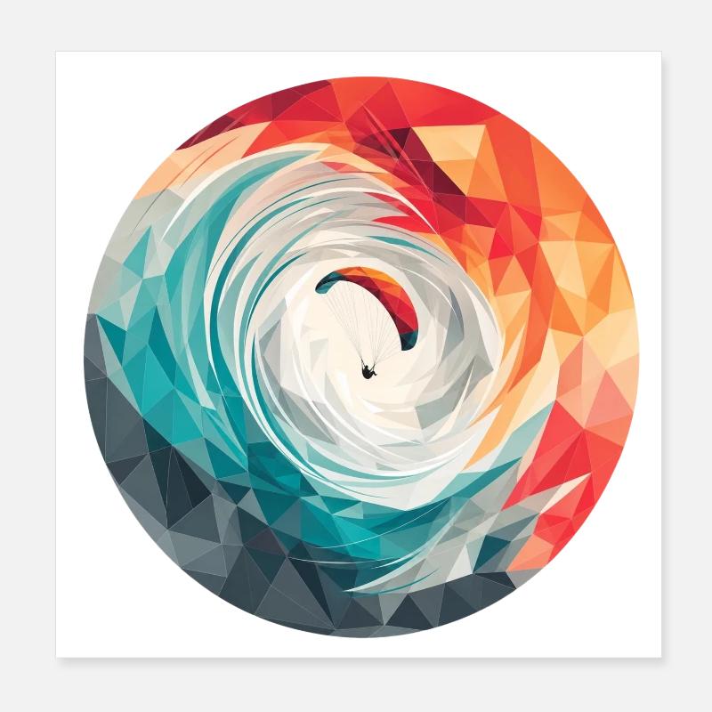 Parapente vortex géométrique - Poster 20 x 20 cm - blanc