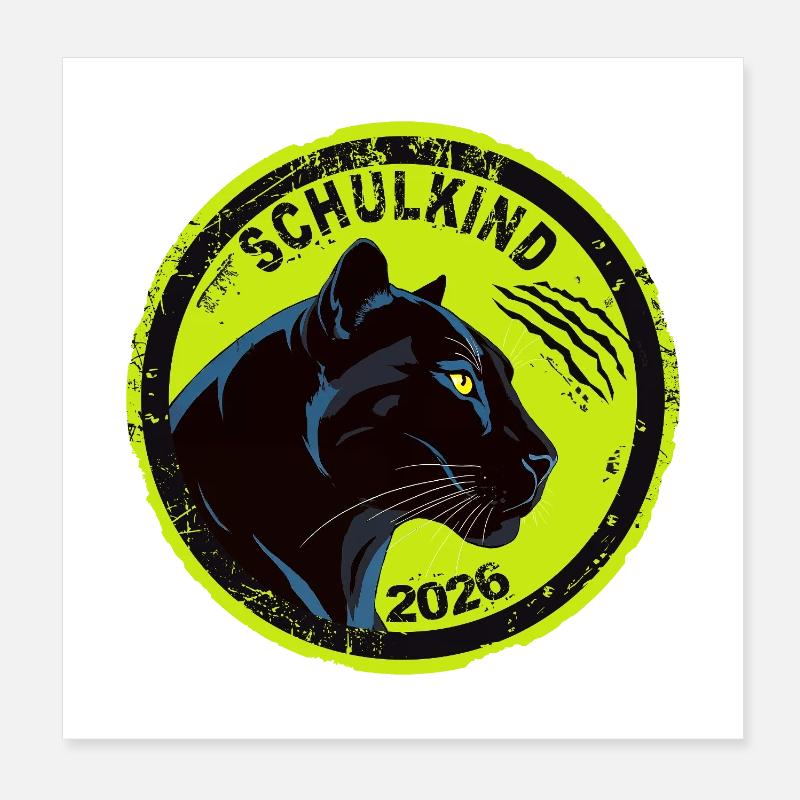 Schwarzer Panther Schulkind 2026 Einschulung Cool Poster 20 x 20 cm
