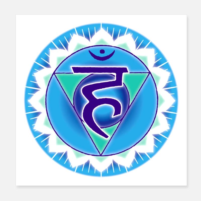 Halschakra Vishuddha - Poster 20x20 cm - Weiß