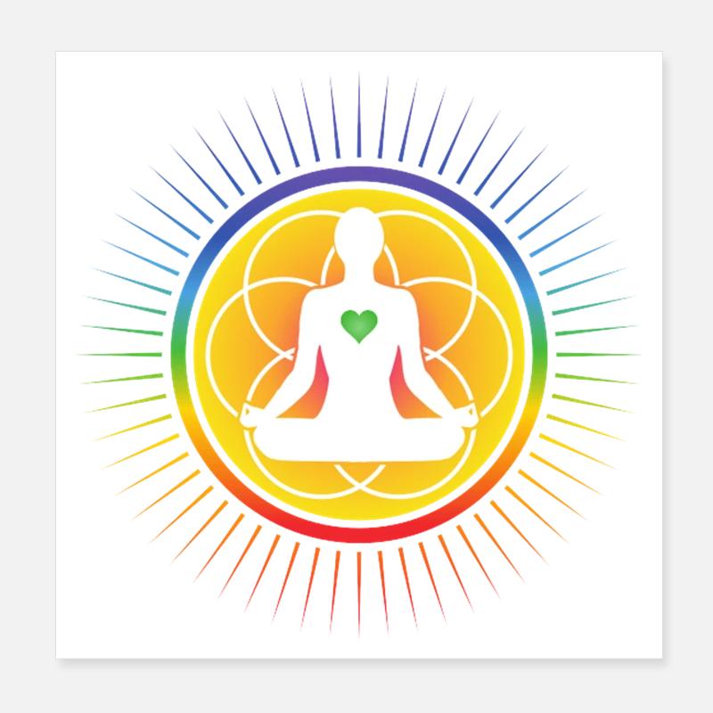 Aura Chakrasymbol mit allen 7 Chakrafarben - Poster 20x20 cm - Weiß