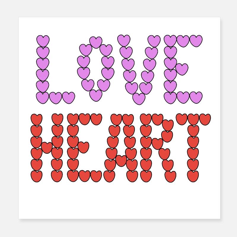 Typographie de Love Heart - Poster 20 x 20 cm - blanc