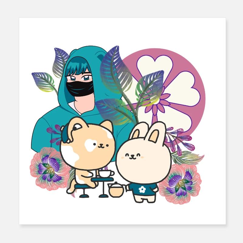 Groupe d’anime dans Mask with Cochlear Implant Art Poster 20 x 20 cm