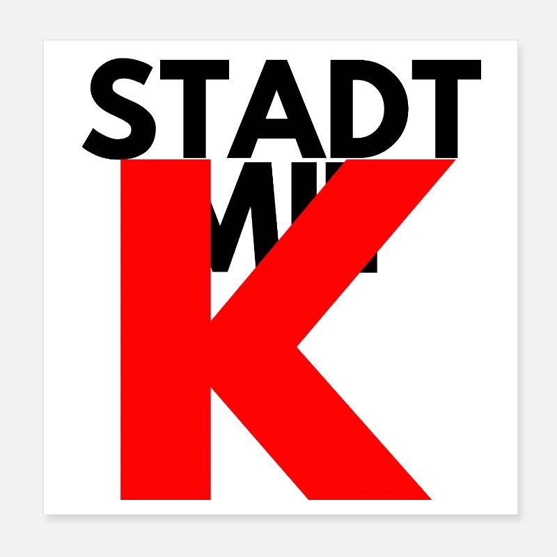 STADT MIT K, KÖLN ROT, KÖLLE, IKONISCH Poster 20x20 cm
