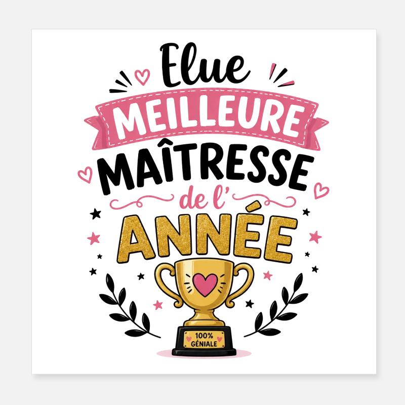 Meilleure Maîtresse de l'Année Poster 20 x 20 cm