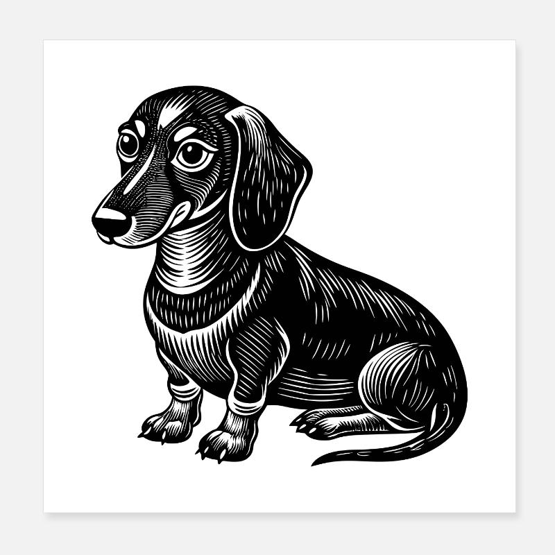 Dackel sitzt Poster 20x20 cm