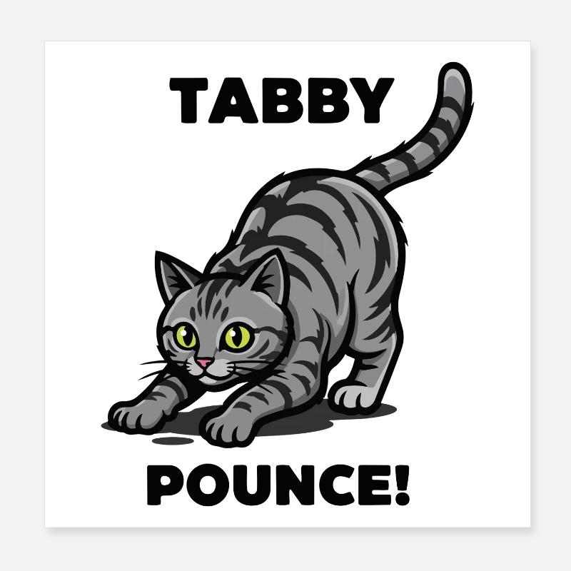 Tigerkatze Tabby springt Katzenjagd Poster 20x20 cm