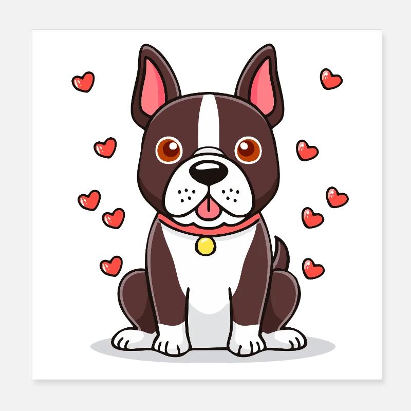 Boston-Terrier(Comic) Poster 20x20 cm